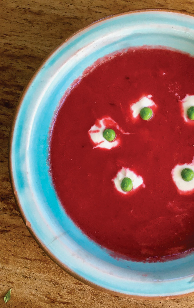 A vampire soup with optional eyeballs